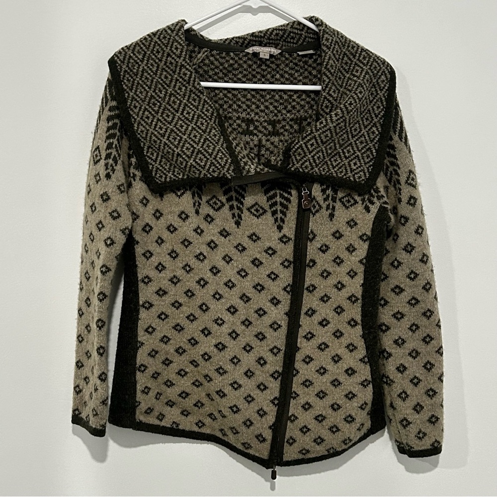 Royal Robbins Fairy Isle Wool Blend Nordic Zip Sweater Green Size Small‎ Womens